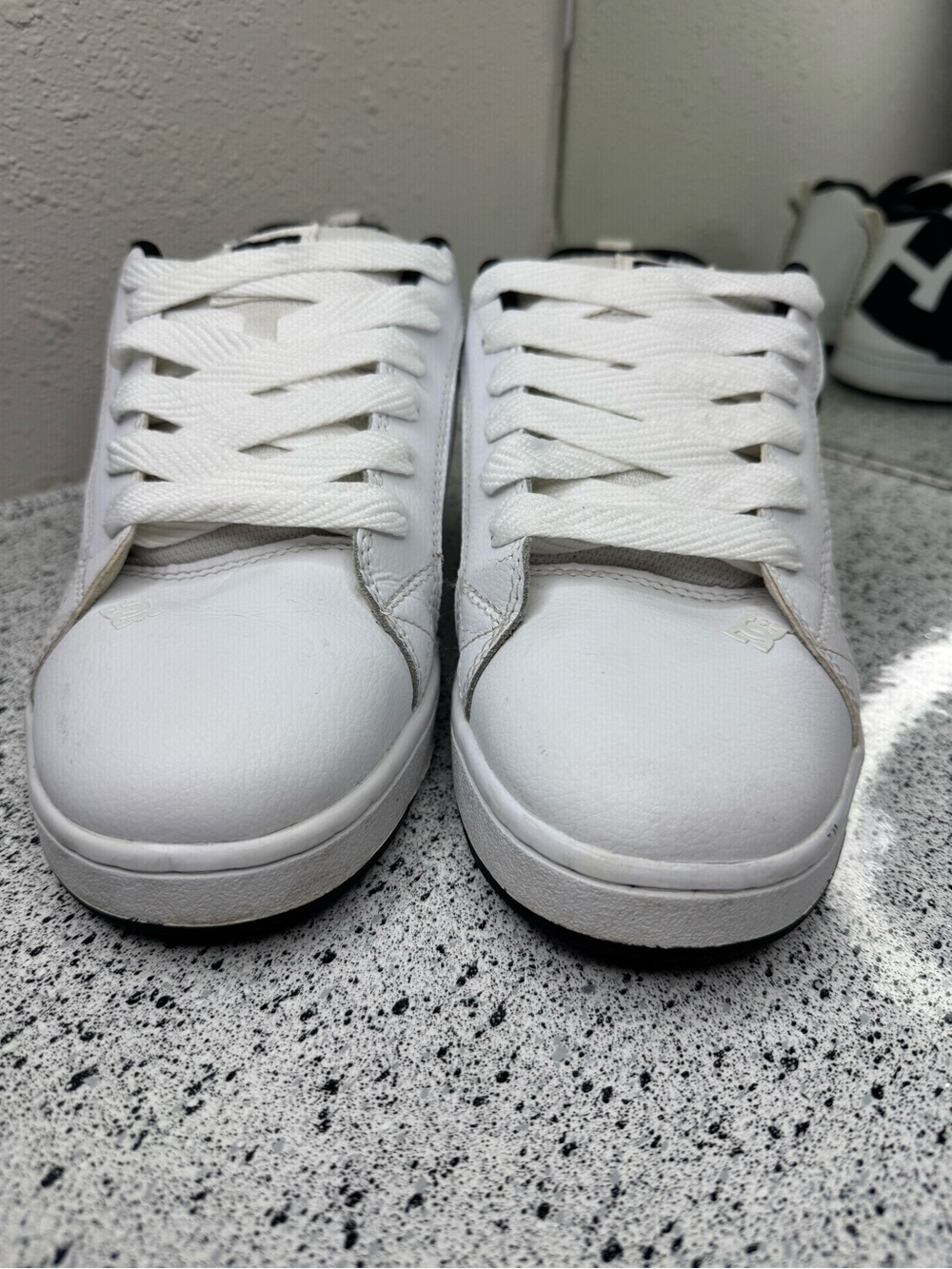 DC White and Black Skate Sneakers with Large Logo - Picture 5 of 11